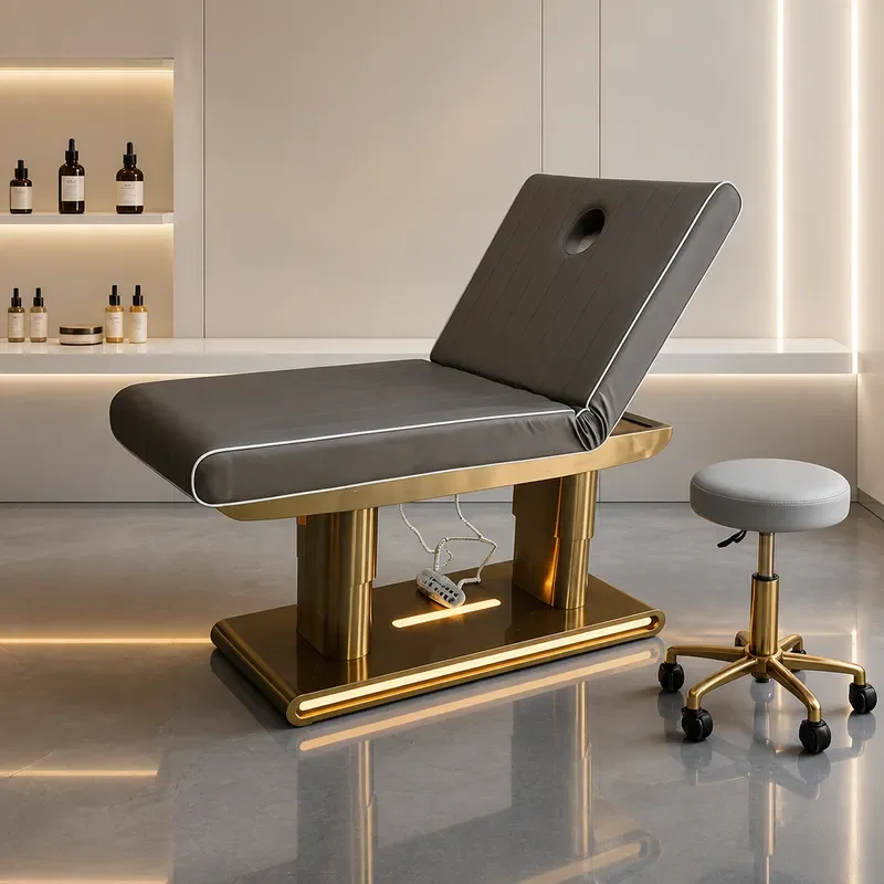 Electric Beauty Bed Folding Massage Table Adjustable Tattoo Dental Treatment Chair Lift Function for Spa Home Use