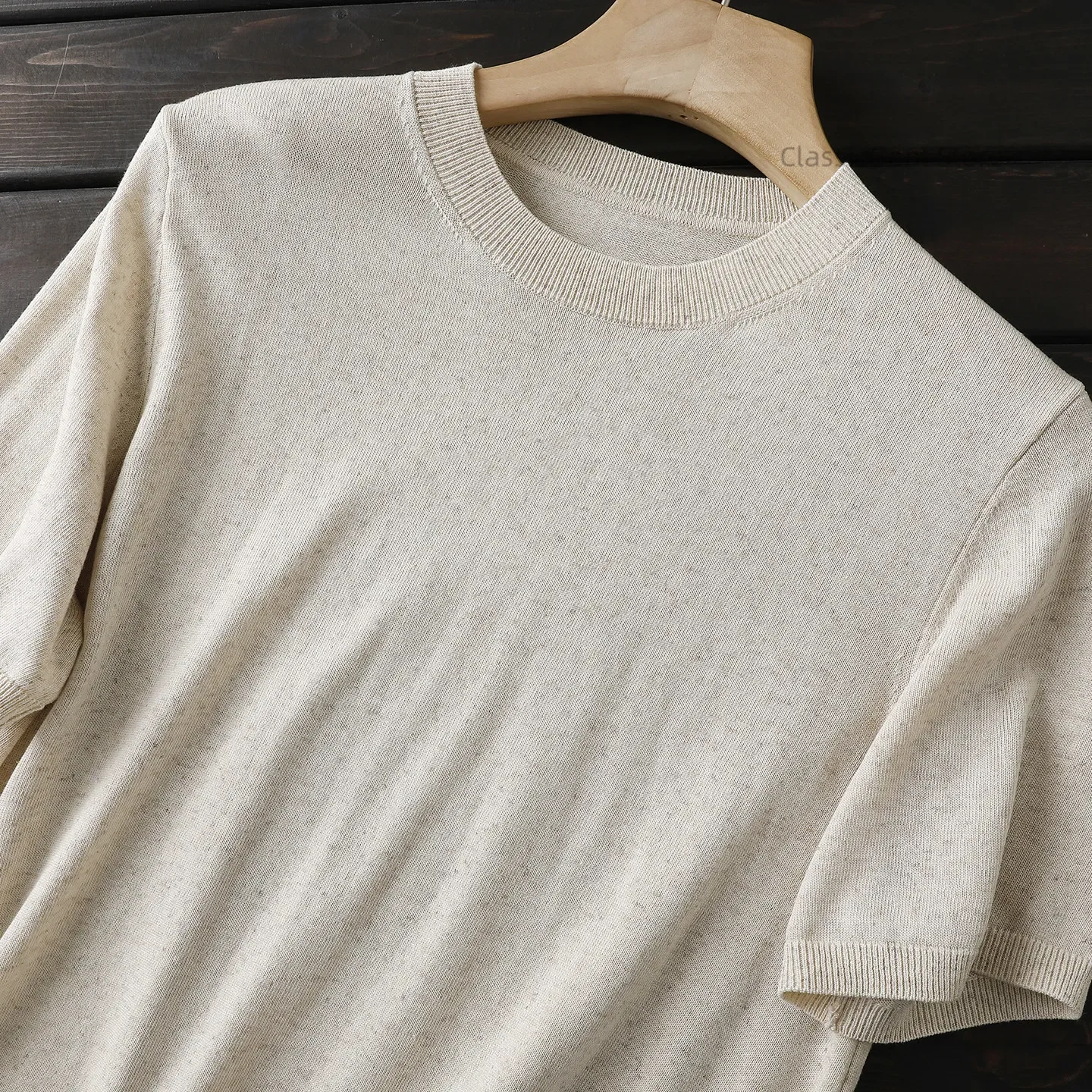Simple Luxury Spring and Summer Men's Crew Neck Bottom Knitted Short Sleeve T-Shirt
