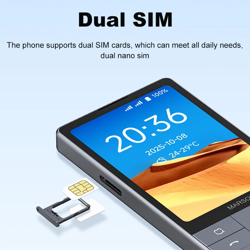 Qin F25 شاشة لمس مزدوجة الشريحة MTK8786 أندرويد 14 واي فاي 3.54 بوصة 6 جيجابايت + 128 جيجابايت بطارية جوجل بلوتوث 2700 مللي أمبير في الساعة 640*960 هاتف Duoqin