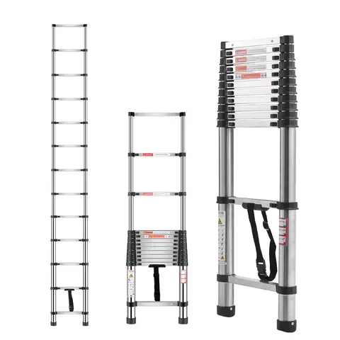 VEVOR टेलिस्कोपिंग सीढ़ी स्टेनलेस स्टील एक्सटेंशन मल्टी-बटन रिट्रैक्शन कोलैप्सिबल सीढ़ी 375LBS क्षमता और नॉन-स्लिप फीट 10 best sales सीढ़ियाँ - №10