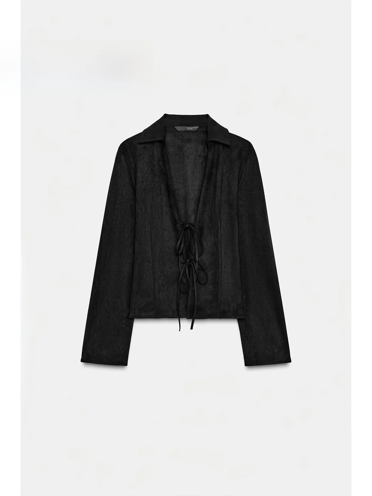 

Winter 2025 Women's Slim Fit V-Ne Long Sve irt Faux Velvet Tie Waist Casual Sle Faionable Ele 476407