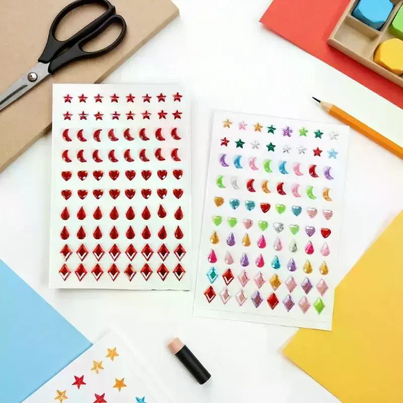 80 قطعة من ملصقات الوجه على شكل خاص، ملصقات وشم مؤقتة ملونة للحفلات DIY ملصقات عين الوجه، أدوات مكياج بأحجار الراين الدائمة