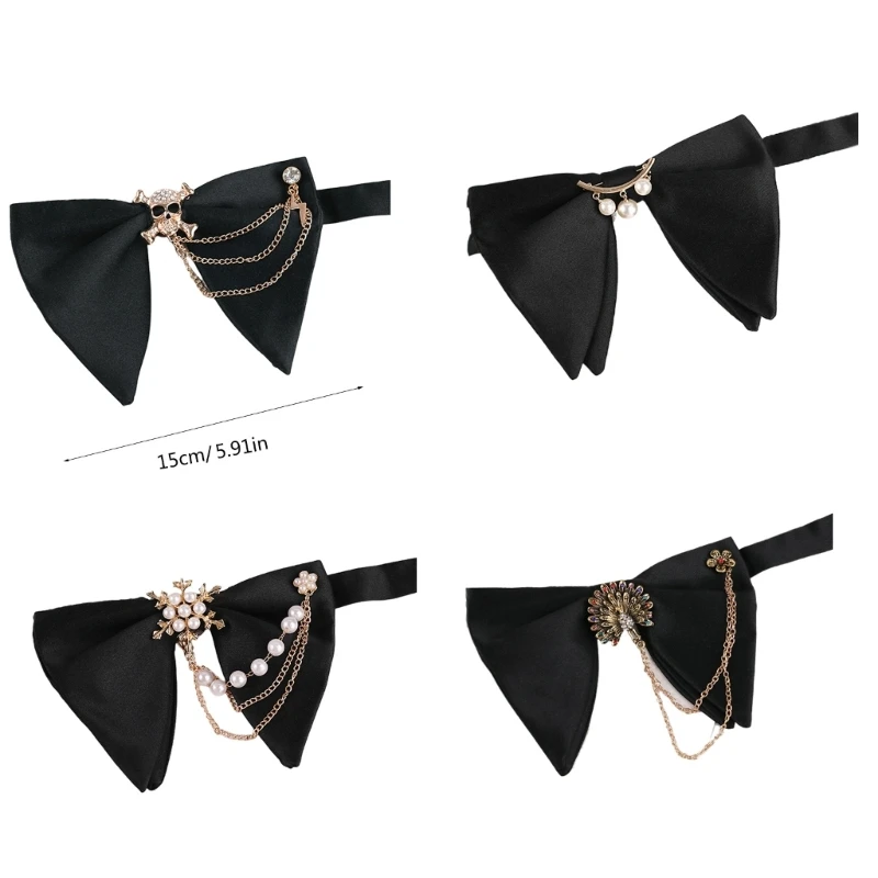 

Черный большой галстук-бабочка для мужчин, шелковый галстук-бабочка из полиэстера для профессионального наряда, элегантный с