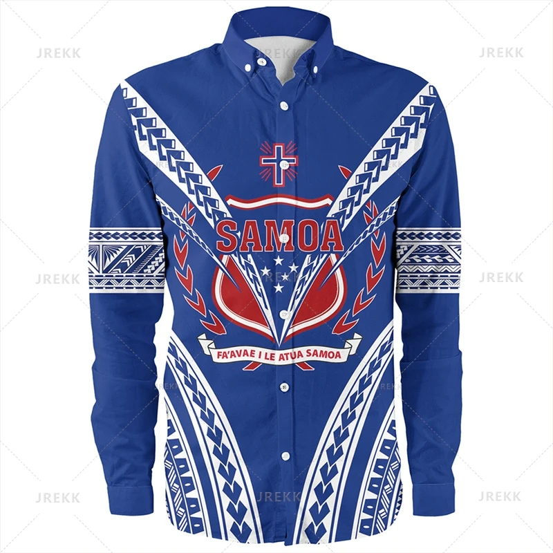 Small Size Harajuku 3D Printing Samoa IndependenceDay Flag Long Sleeve Shirts Men Samoa Ethnic Patterns Graphic Shirts & Blouse