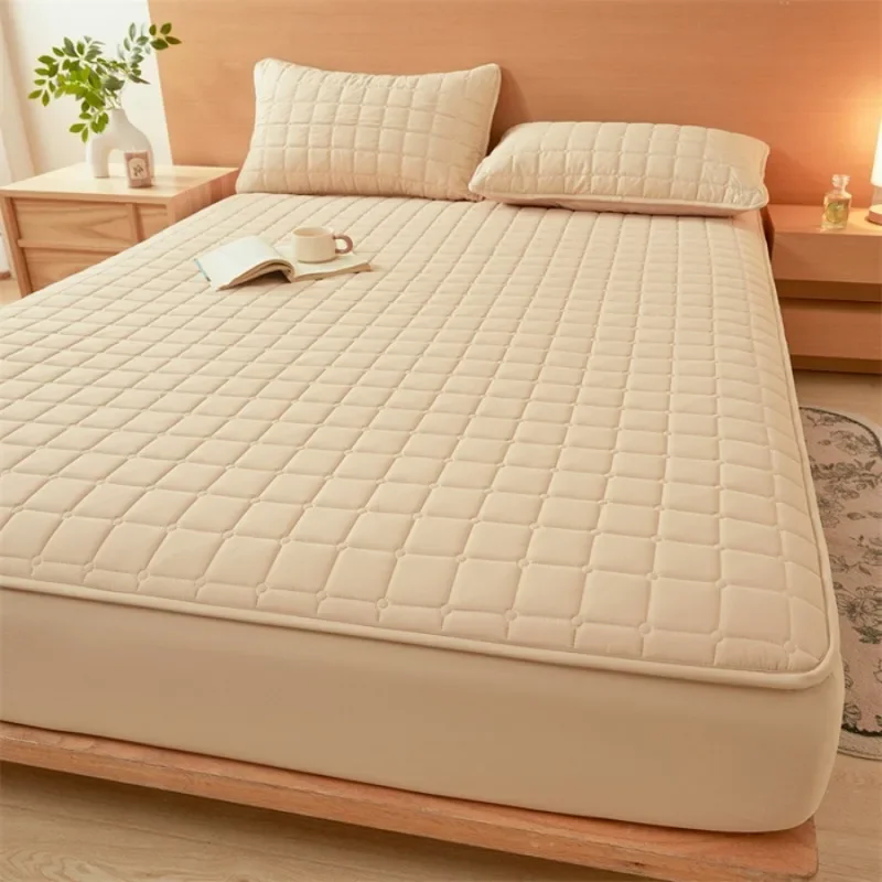

1 piece of quilted A-class waterproof cotton padded bed sheet, machine washable mattress protector, single double bed