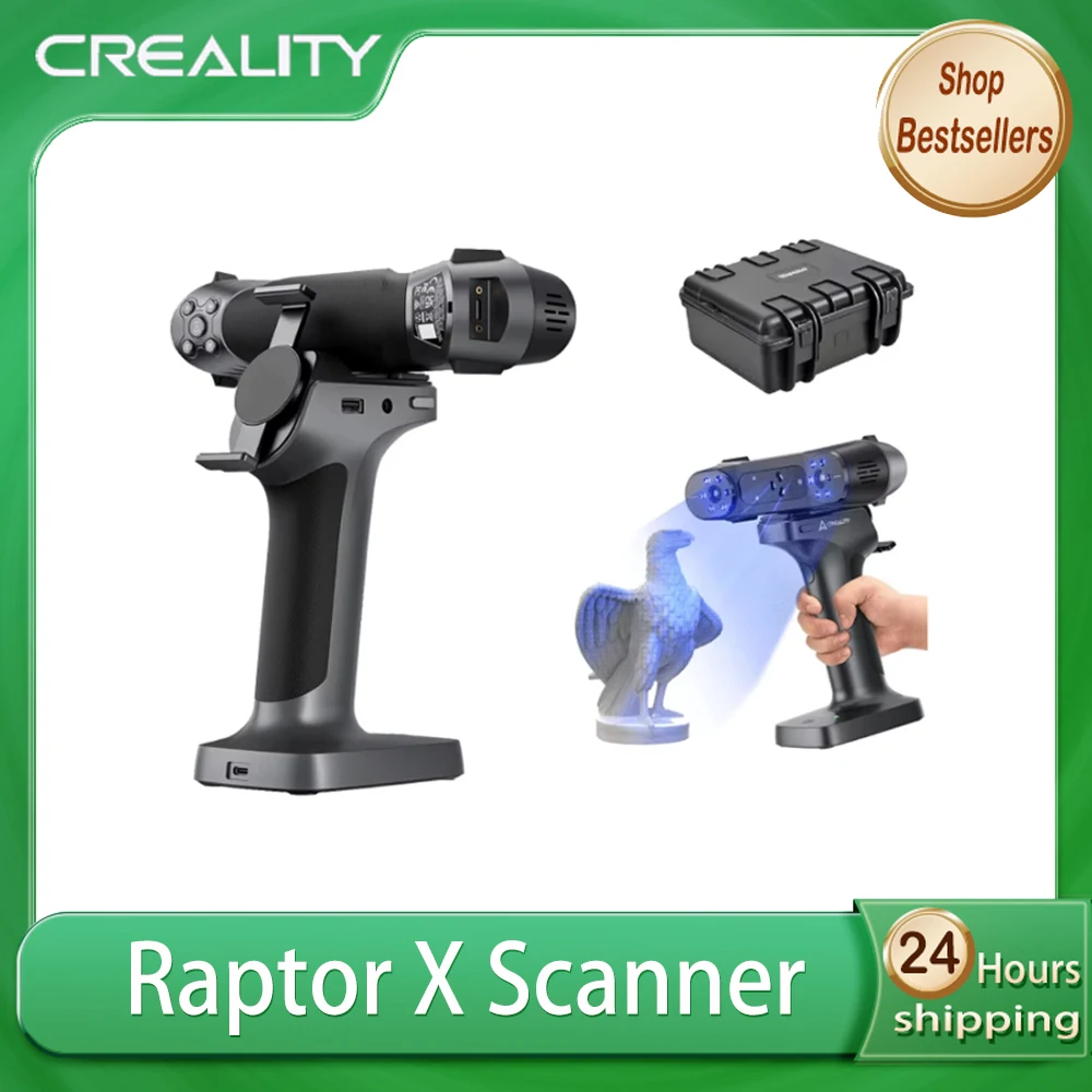 

3D-сканер Creality RaptorX, портативный беспроводной сканер с 34+7 синими лазерами и ИК-подсветкой, точность 0,02 мм, поддержка подключения по Wi-Fi