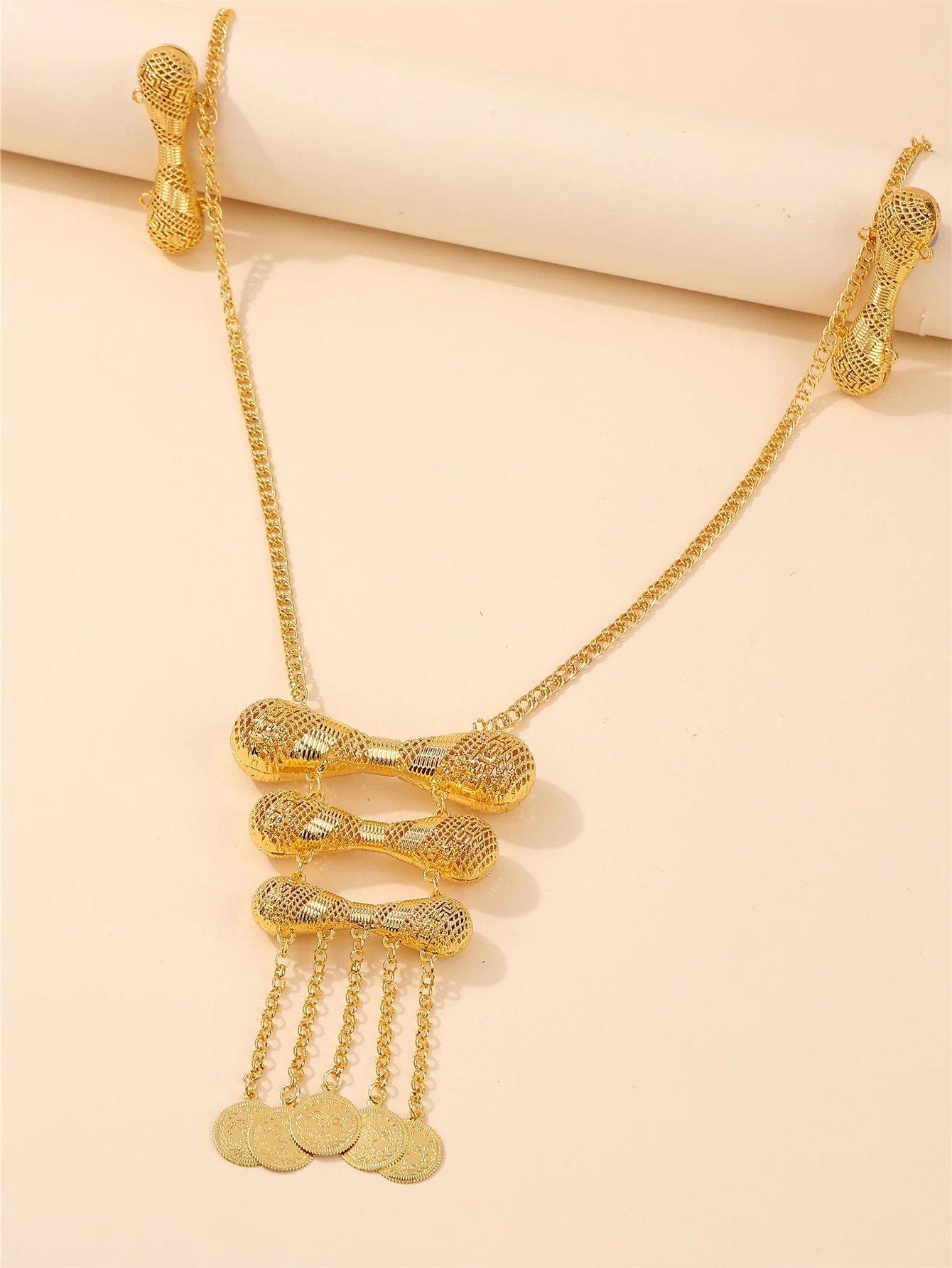 سلاسل جسم عباية للسيدات مطلية بالذهب عيار 22 قيراط - إكسسوارات فاخرة عتيقة، مجوهرات الزفاف/الزفاف/الحفلات/جالا/الأداء #1