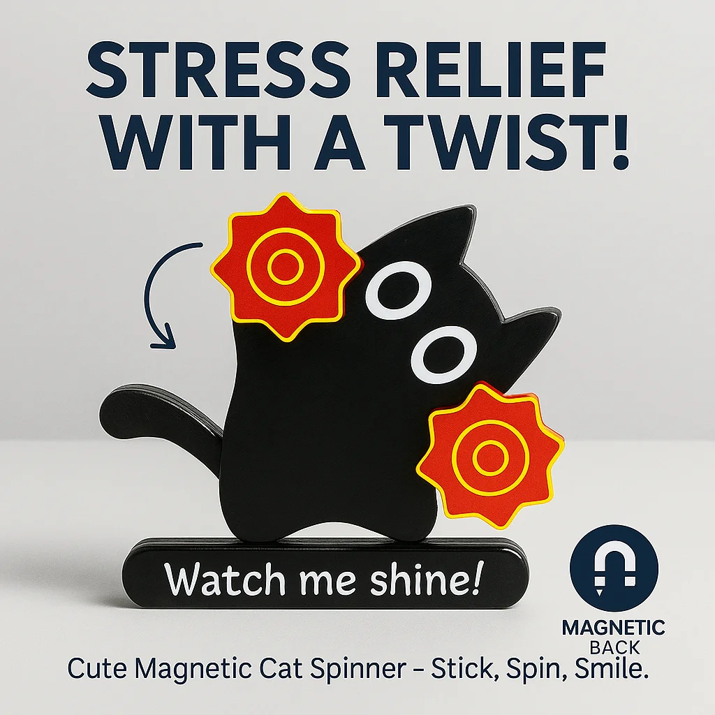 

Magnetic Rotating Handkerchief Cat Refrigerator Sticker 3D Printing Hand Spinner Toy Magnet Gift For Home Office Decoration