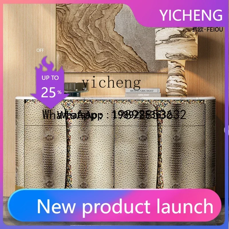 

high-end light luxury dining side cabinet post-modern restaurant marble storage entrance shoe cabinet living room decoration