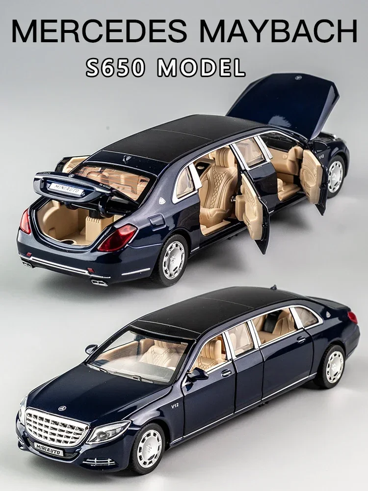 1:32 Mercedes-Benz Maybach S650 Alloy Car Model Children Toy Car Six-Door Extended Version Simulation Car Model Collection Gift