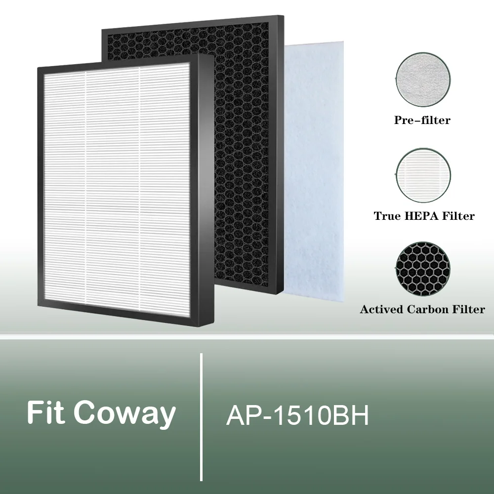 

Подходит для модели очистителя воздуха Coway AP-1510BH AP1510BH, замена HEPA-фильтра и фильтра с активированным углем.