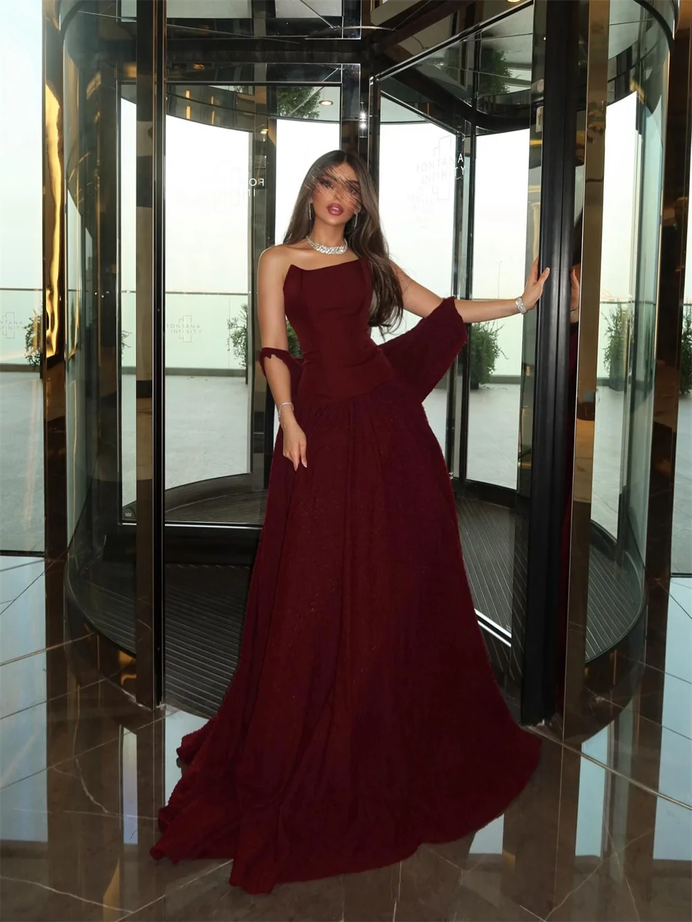 Sem alças fora do ombro uma linha longo bola vestido de noite trem varredura personalizado vestido de baile até o chão vestido de festa formal