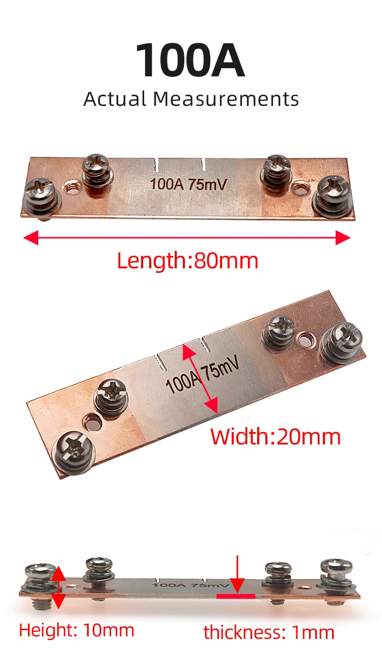 Externe Shunt FL-2 50A 100A 200A 300A 75mV Strom Meter Shunt Resister für Digital Voltmeter Amperemeter Wattmeter – Detail 7
