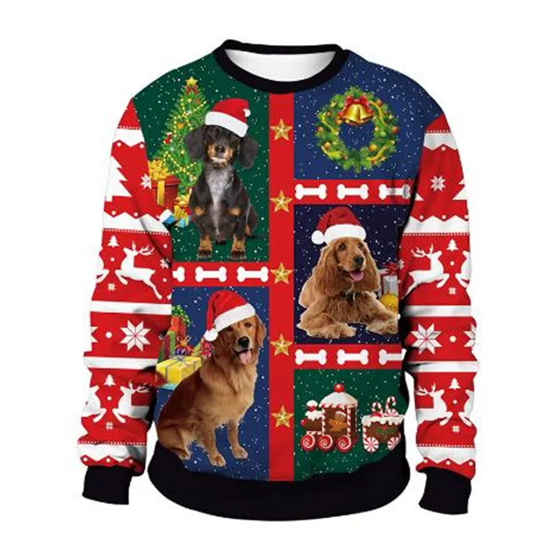 Clothing Wholesale Unisex Men Women 2024 Ugly Christmas Sweater Santa Elf Christmas Funny Fake Hair Sweater Autumn Winter Tops