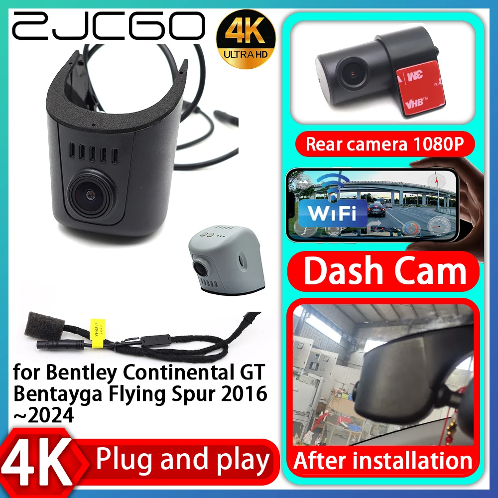 ZJCGO UHD 4K 2160P Plug and Play DVR Dash Cam UHD Video Recorder for Bentley Continental GT Bentayga Flying Spur 2016~2024