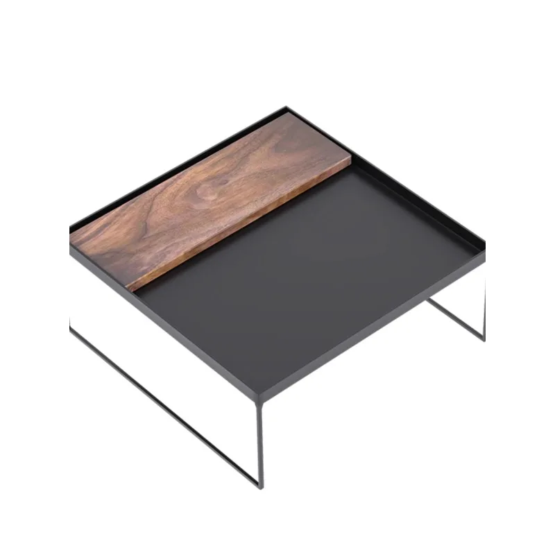 

Small apartment coffee table to make tea, walnut dry brewing table, minimalist bay window balcony metal storage