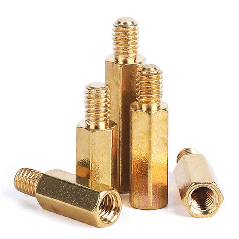 M2M2.5M3M4~M6 Brass Hex Male Female Standoff Board Stud Metric Hexagon Threaded Pillar PCB Motherboard Spacer Bolt Screw 3~100mm