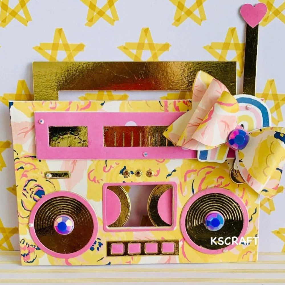 Matryce do wycinania metalu KSCRAFT Boombox szablony do scrapbookingu dekoracyjne wytłaczanie kartki DIY