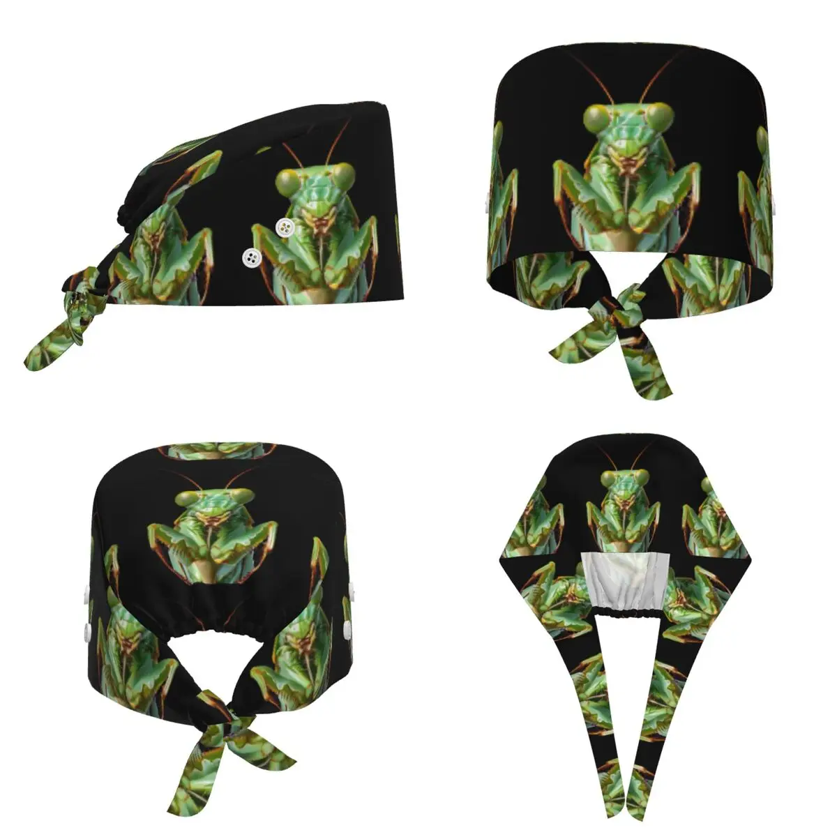 Green Praying Mantis, Eerie Insect Art Scrub Hat Doctor Working Surgical Cap Unisex Adjustable Nursing Caps for Dentist