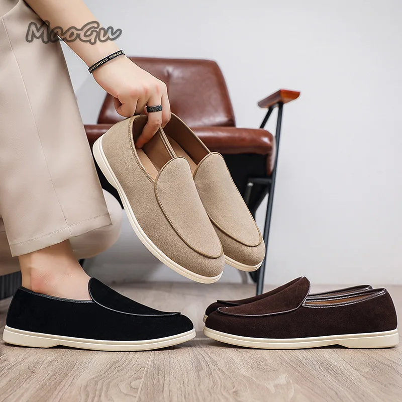 

Мужские лоферы без шнуровки из мягкой искусственной кожи с круглым носком, повседневные кроссовки для мужчин, большие размеры 39–45, удобные удобные Chaussure Hommes с плоской подошвой