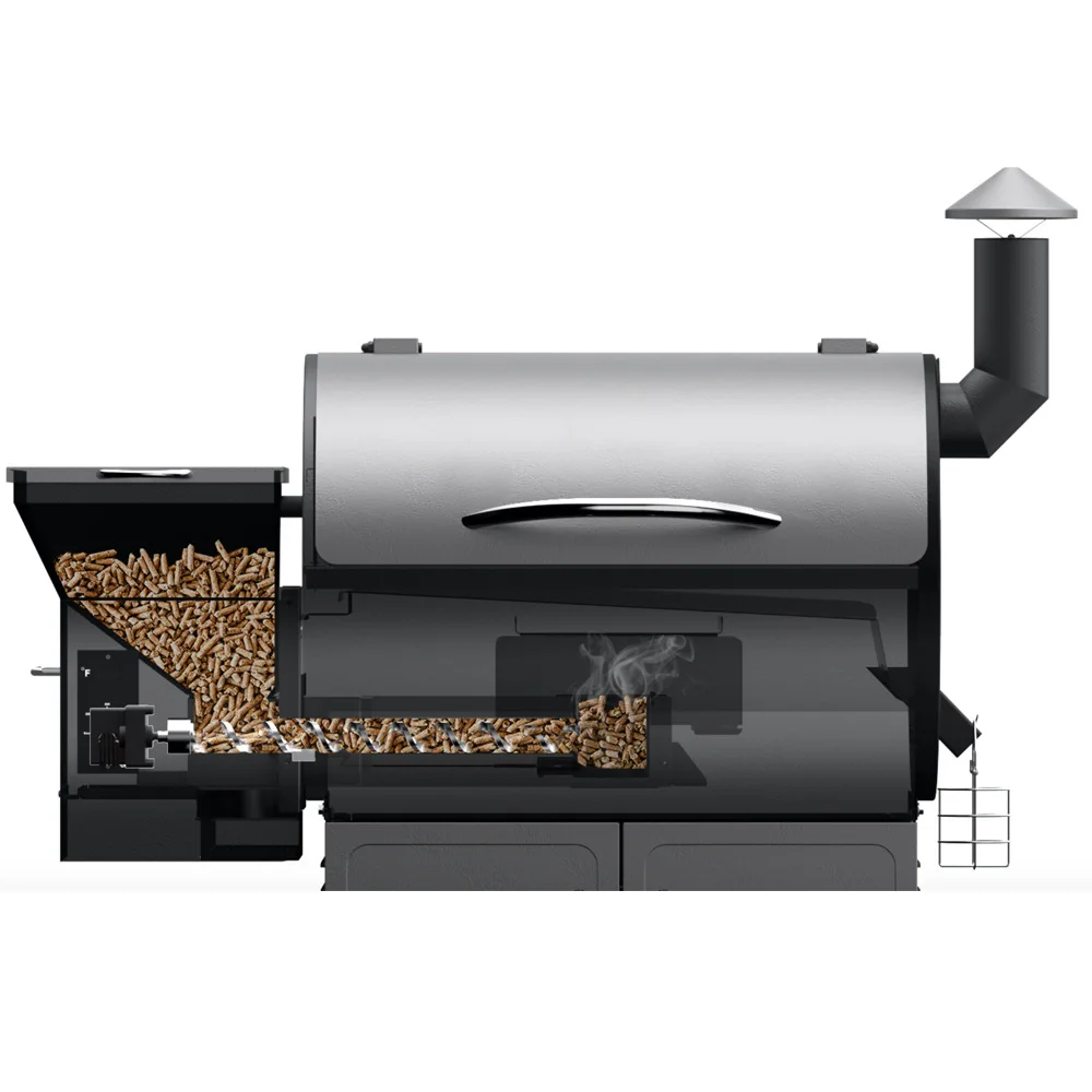 Modern Wood Pellet Smoker BBQ Grill with Color Screen Wifi Controller Barbecue Master Steel Pellet Grill