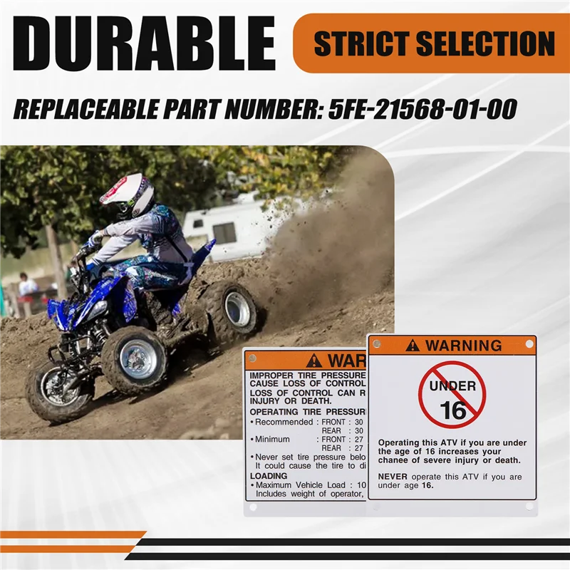 

Auto Parts Car Kit Warning Decals Stickers Labels Aluminum Backed For Yamaha