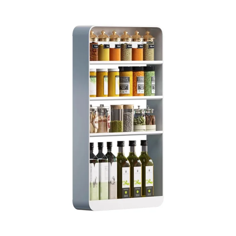 

Wall-Mounted Kitchen Punch-Free Wall Pendant Multi-Layer Household Oil, Salt, Sauce and Vinegar Seasoning Bottle Storage Rack