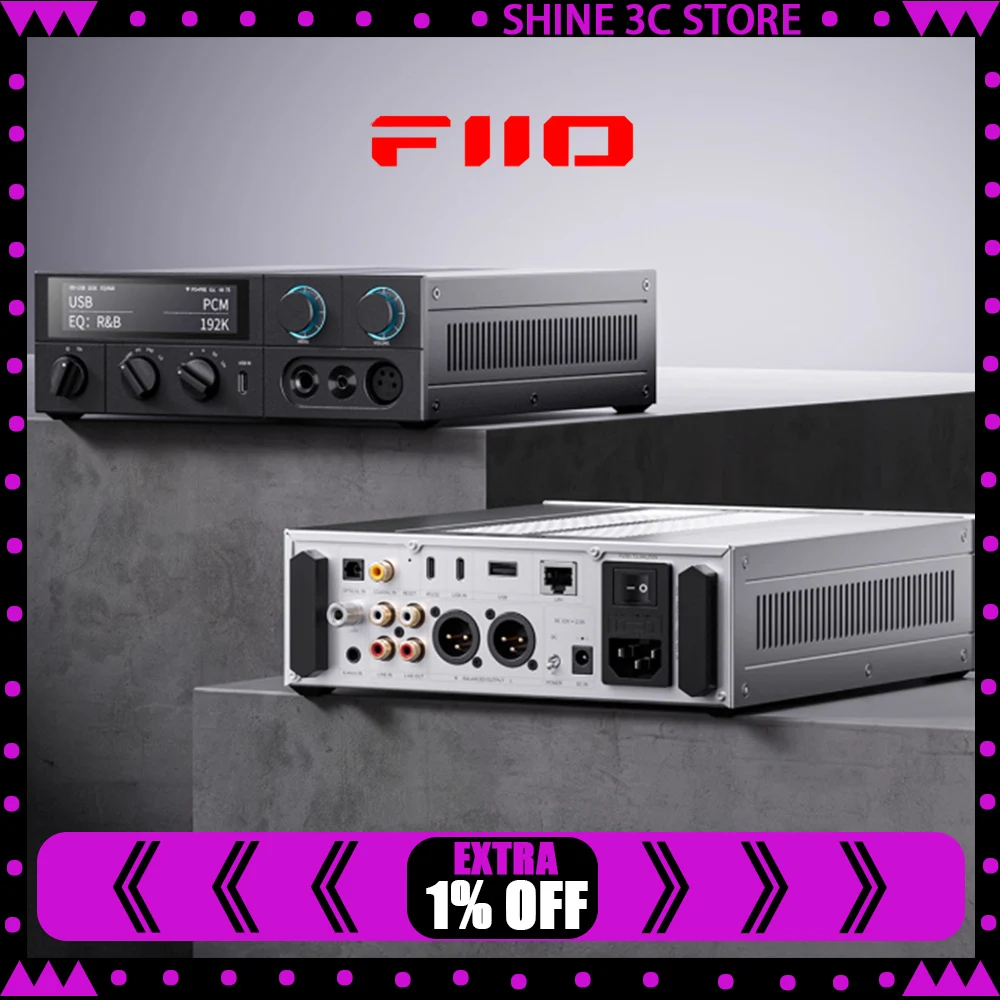 FiiO K15 سطح المكتب HiFi DAC مضخم ضوت سماعات الأذن AK4493S * 2، XMOS XU316 PCM768k هرتز DSD512 8 USB/بصري/محوري/RCA مدخلات Wifi BT