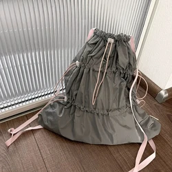 Miyagawa 2024 New Spring/Summer Contrast Color Drawstring Backpack Causal Korean Style Simple Retro Backpacks