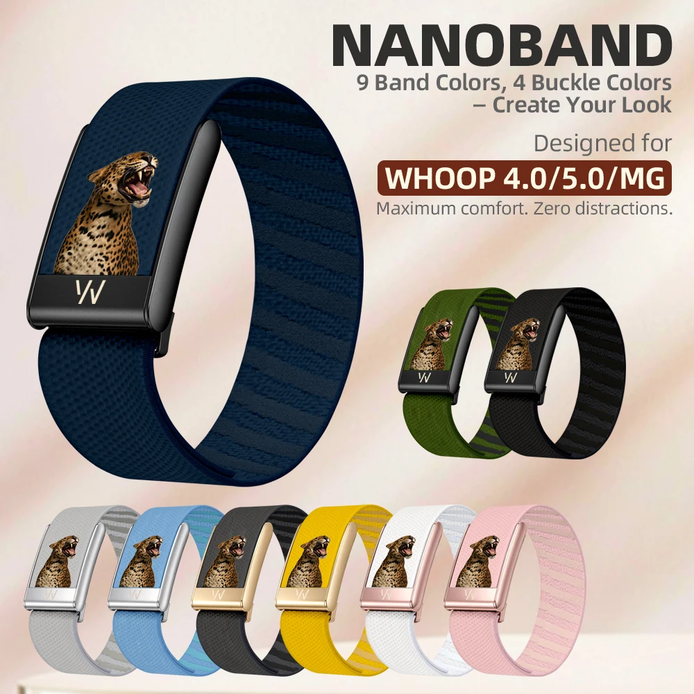 For Whoop 4.0 5.0 MG Straps Leopard Jaguar Cheetah Print Logo Wristband Band Nylon Elastic Straps Metal Frame Replacement Sports