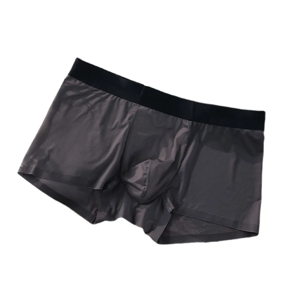 

Простые однотонные мужские трусы-боксеры, ультратонкие прохладные боксеры из ледяного шелка, быстросохнущее нижнее белье для мужчин, повседневное