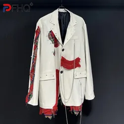 PFHQ Suit Jacket 2024 Spring  Autumn Fashion Oversize Casual 2024 Contrast Color Patchwork Single Breast Male Blazer 21Z5334