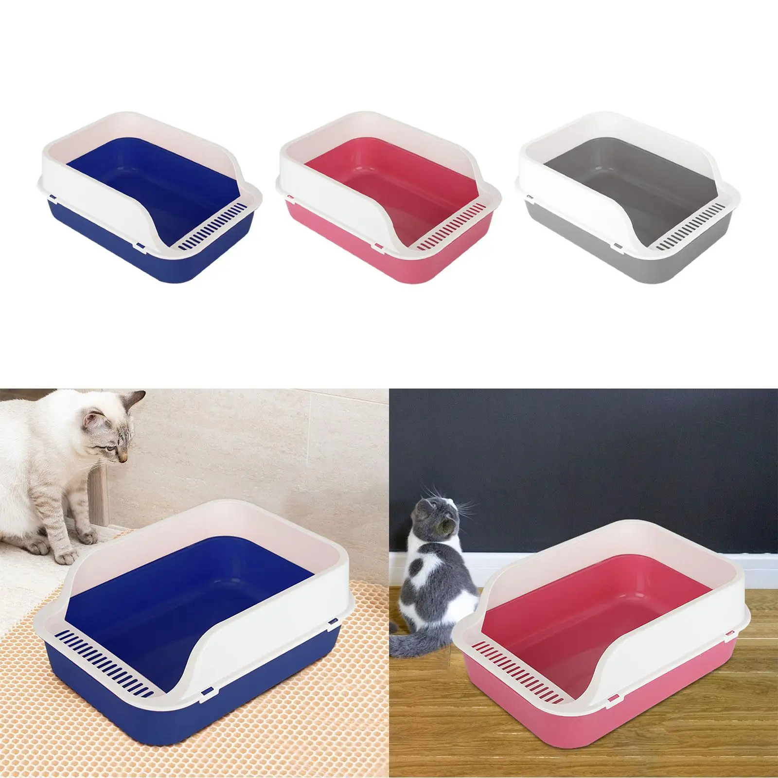 Cat Litter Box Anti Splashing Heighten Cat Litter Container Cat Sandbox Semi Closed Cats Toilet Open Top Pet Litter Tray