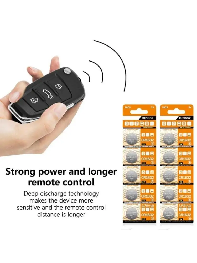 10Pcs CR1632 3V Lithium Coin Cells Batteries for Watches and Remotes