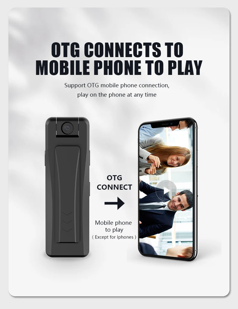 Obrotowy korpus obiektywu, noszony na ciele, mini rejestrator wideo i dźwięku 1080p, z funkcją bezpieczeństwa.