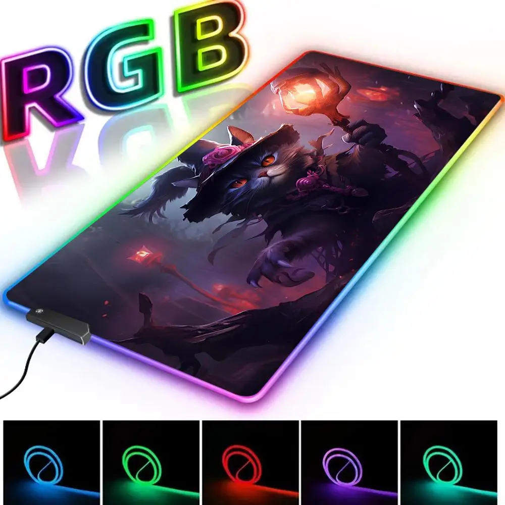 

Large T-Tiger Mouse Pad RGB Gaming Mousepad LED Games desk mat XXL Keyboard Pad Luminous Mats Backlit deskmat Game accessories