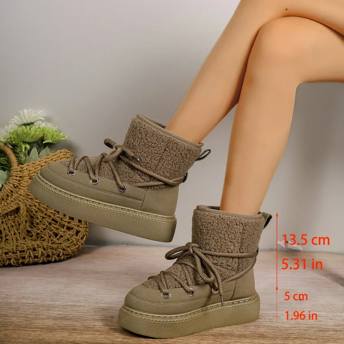 New Winter Snow Boots Women\'s Fur One Body Plus Wool Thickened Warm Non-slip Super Warm High Top Women\'s Cotton Shoes Size 36-43