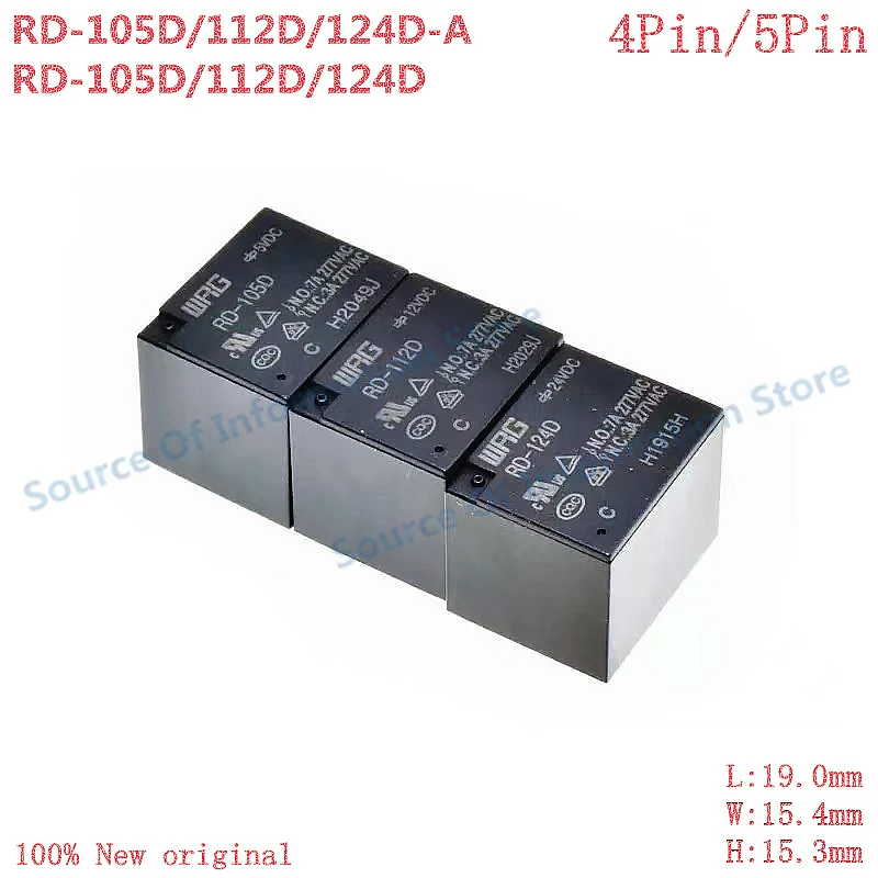 

20Pcs RD-105D/RD-112D/RD-124D-A WRG Relay T73 5V 12V 24VDC 4Pin/5Pin 100% New