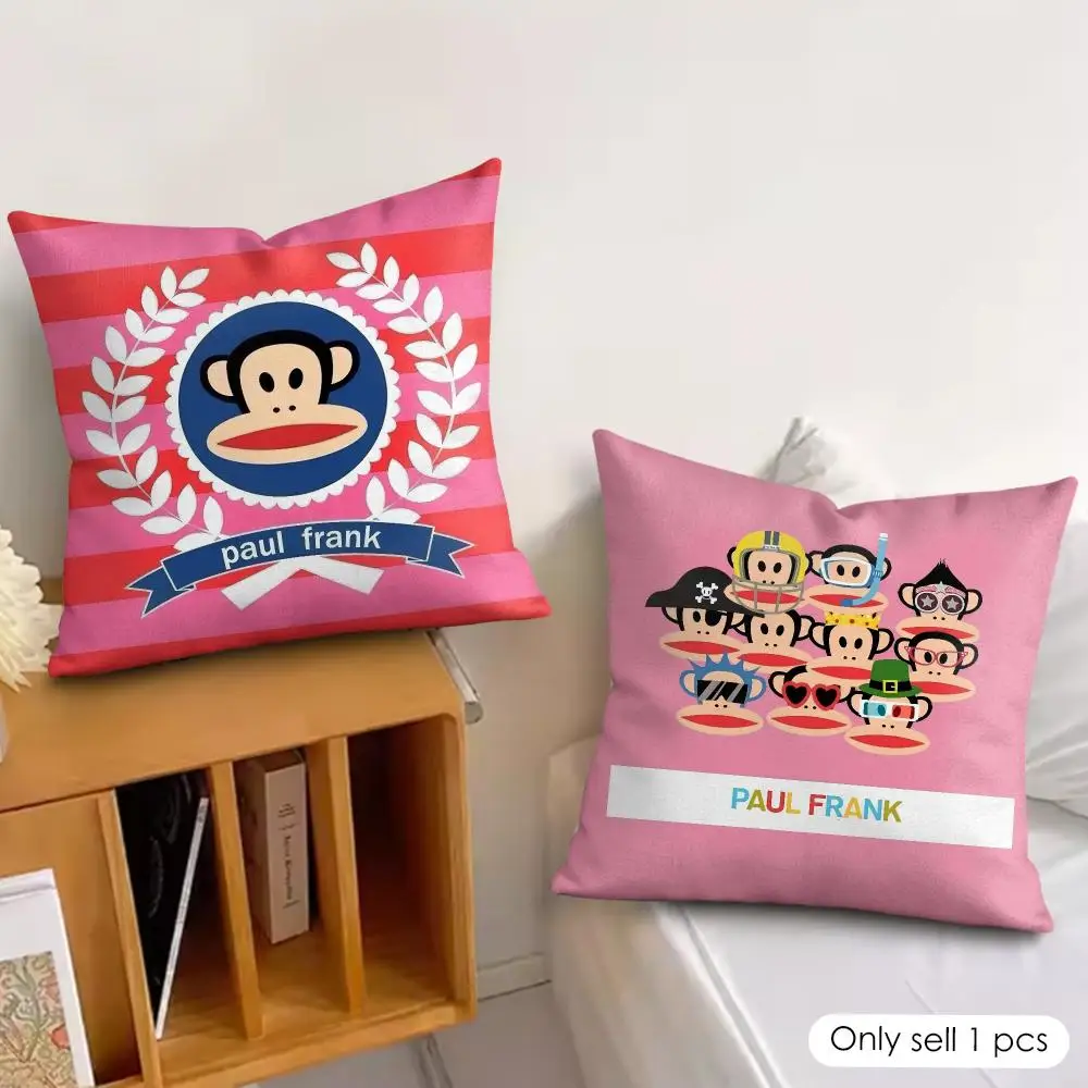 Playful N-New P-Paul F-frank Cushion Cover Soft Plush Fabric Double-Sided Printed Pillowcase for All Seasons Home Decor