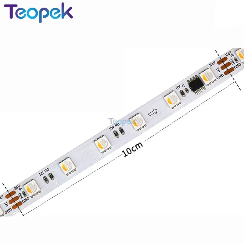 Bande LED IC RGBWW adressable, contrôleur programmable, réplique complète, TM1814, DC 12V, 24V, 5050 SMD, 60LED/m
