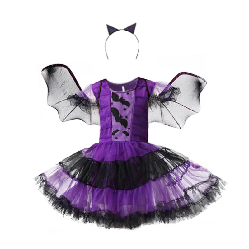 Halloween Costume Children Witch Dress Cosplay Anime Costume Witch Role Play Halloween Pumpkin Dress Set