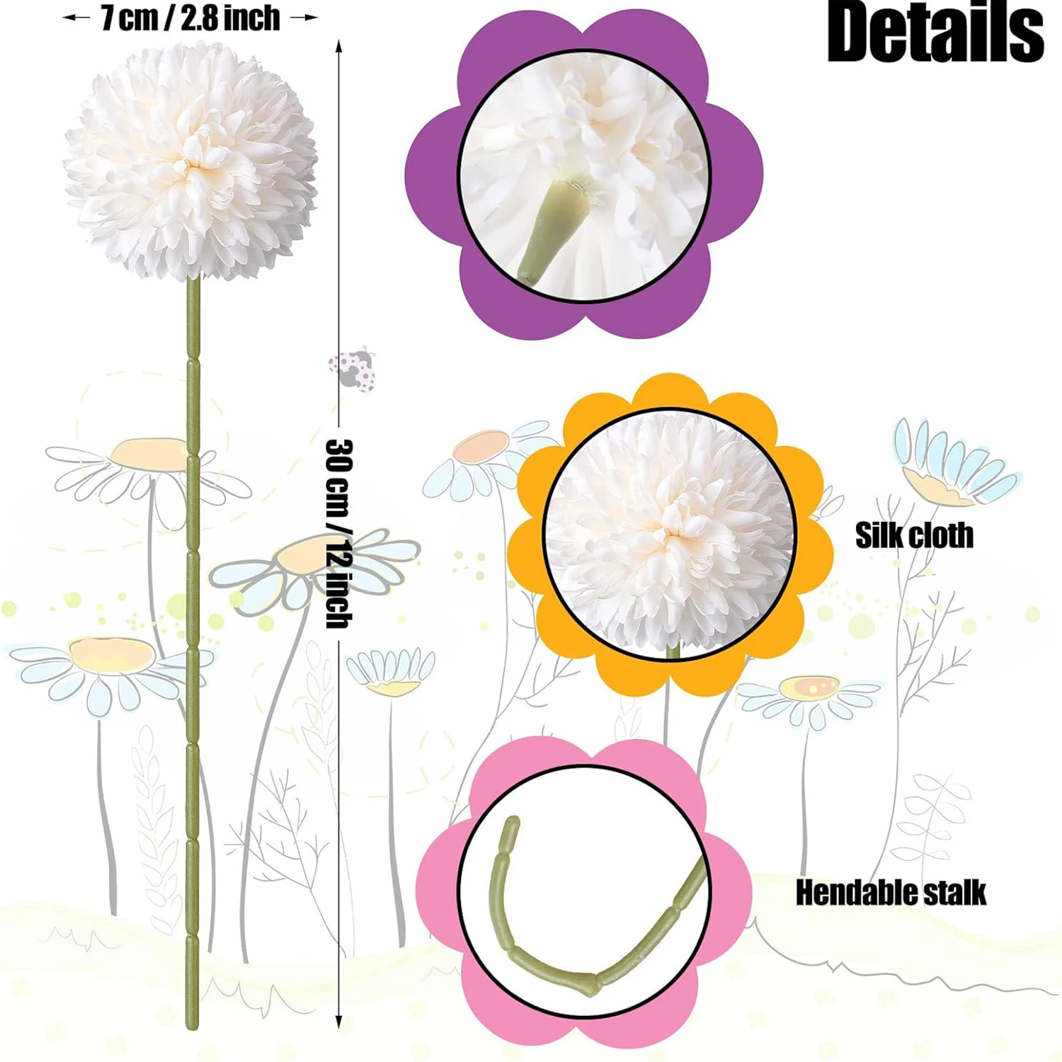 6/12 Stück Künstliche Seiden-Hortensien Pompons für Heimdekoration, Scrapbooking, Hochzeit, Festival, Kranz, Brautaccessoire, DIY-Geschenk – Detail 17