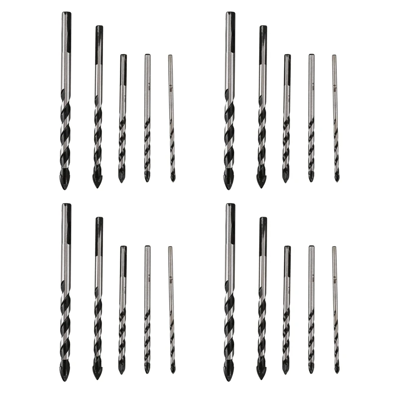 DTA5 20 Pieces Multi-Material Tungsten Carbide Drill Bit Set for Porcelain Ceramic Tile,Concrete,Brick,Glass,Plastic Masonry