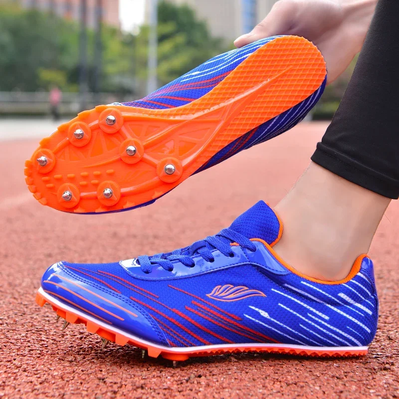 Fashion Men Women Track and Field Nail Shoes Running Training Ultra Light Soft Track and Field Athletes Running Spiked Shoes