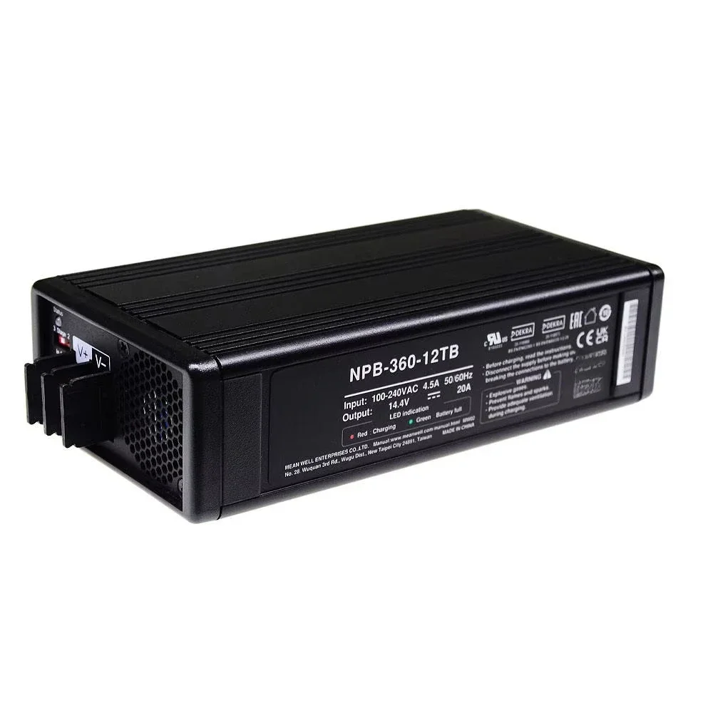 Cheap Price Mean Well 360W 12V 24V 12A 20A Compact Size and Wide Output Range Battery Charger with PFC NPB-360-12TB NPB-360-24TB