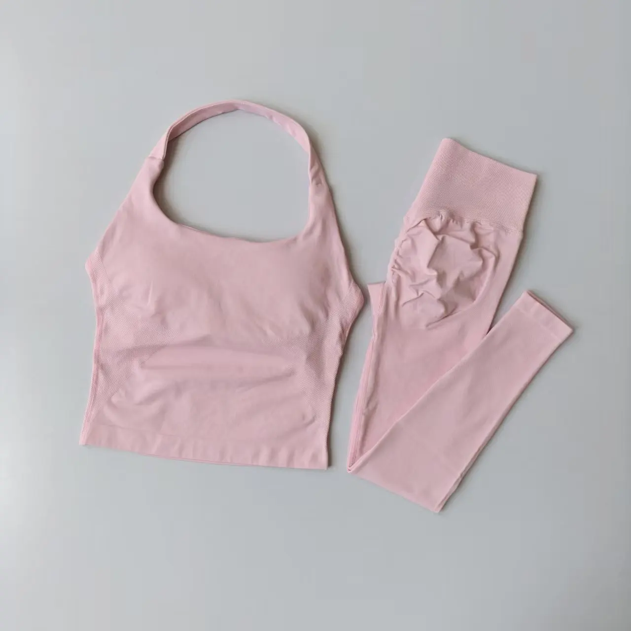 Nahtlose Yoga-Sets Damen Fitnesskleidung Ongline Trägerloses Top Leggings Activewear Sport-BHs Fitnessanzug Lauf-Workout Sportbekleidung – Detail 3