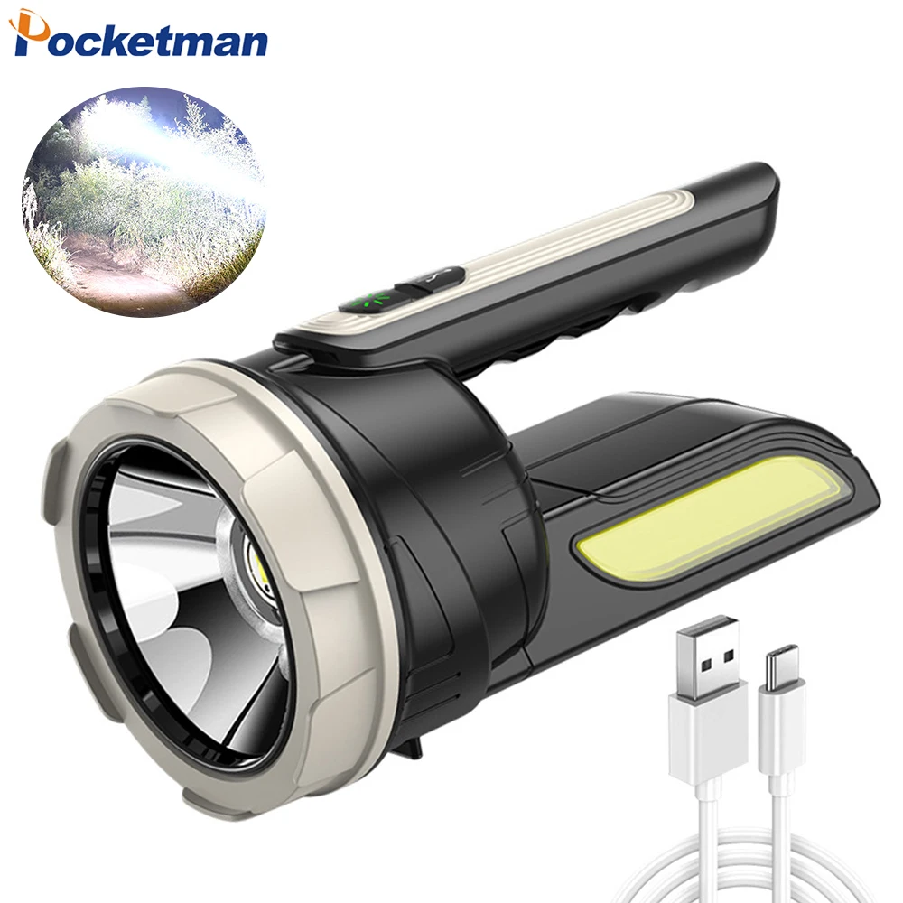 

Outdoor High Power LED Flashlight Camping Light Type-C USB Rechargeable Work Light Waterproof Searchlight Emegency Light Torch