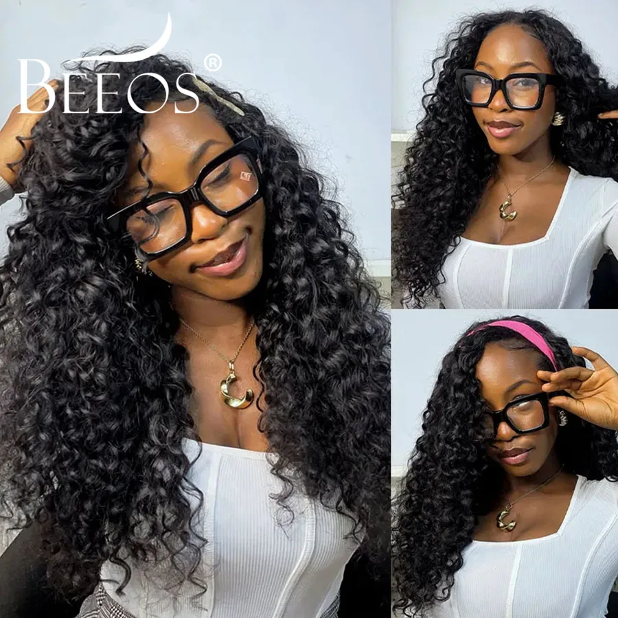 

250% Волна воды Полупарики Человеческие волосы Бесклеевые вьющиеся парики Шнурки Флип Over Полупарики Готовые к работе 3 в 1 Парики из человеческих волос Remy