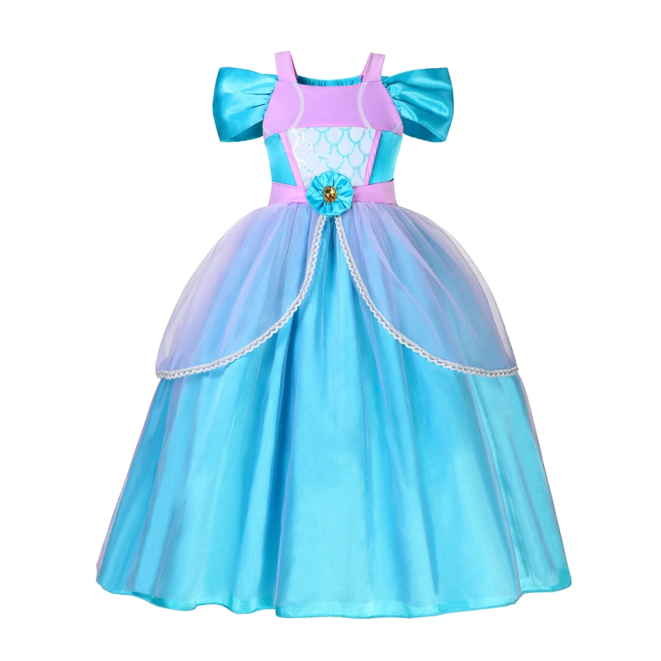 2024 Mädchen kleine Meerjungfrau Ariel Prinzessin Kleid Cosplay Kinder Vestidos Kostüm Geburtstags feier Karneval Kinder Halloween Kleidung