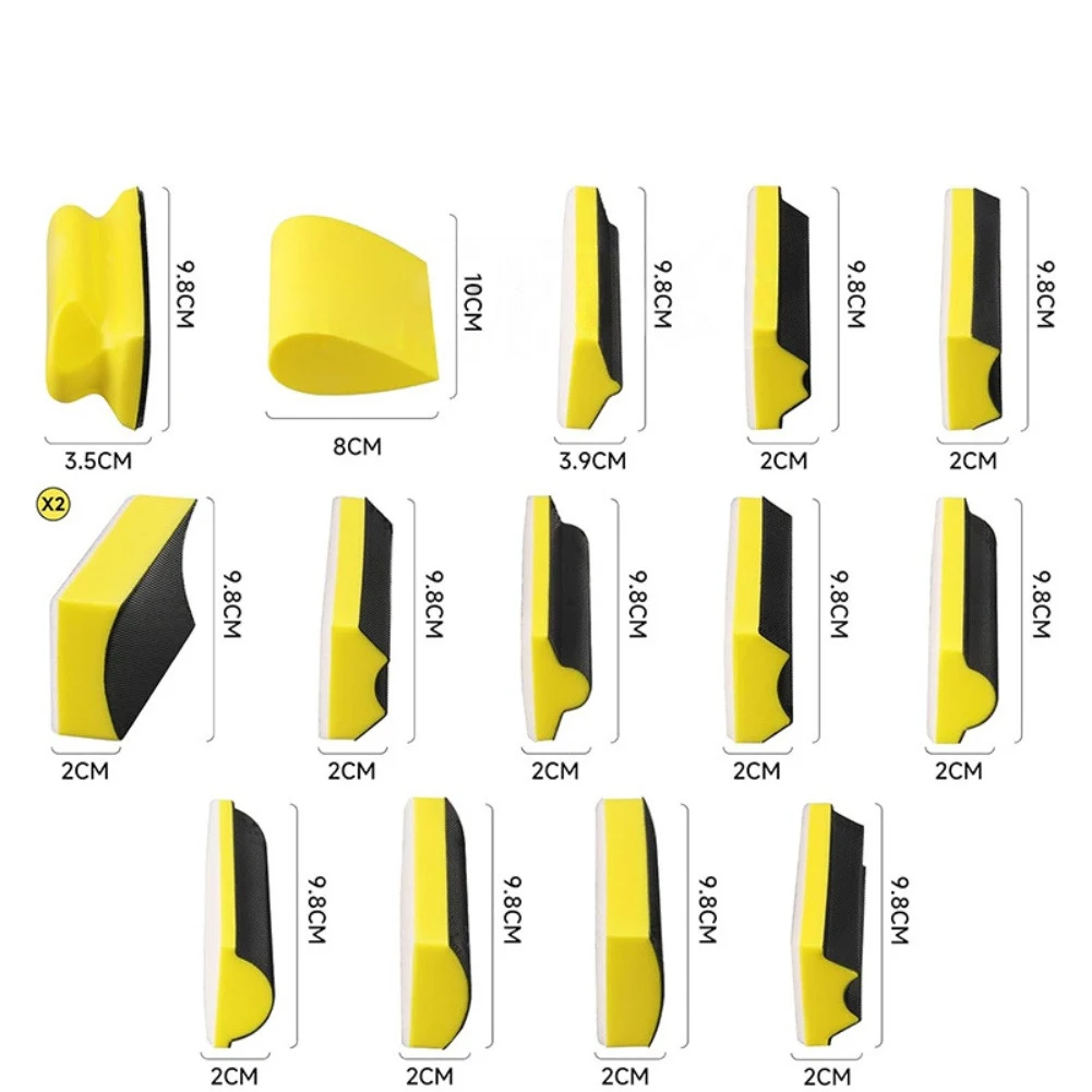 16PCS Interchangeable Foam Hand Sanding Block Set With 40 Aluminum Oxide Sheets For Precise-Automotive Wet And Dry Sanding